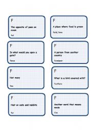 English Worksheet: Alphabet game- letter  F