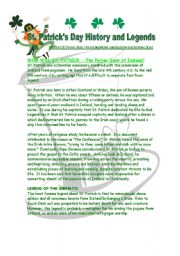 English Worksheet: READING COMPREHENSION ON ST PATRICKS DAY