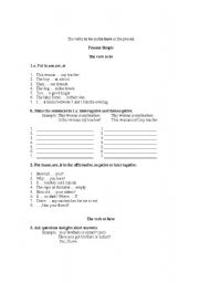 English worksheet:  THE PRESENT FORM OF TO BE AND TO HAVE