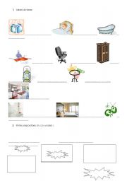 English worksheet: FURNITURE AND PREPOSITIONS -ON, IN ,UNDER