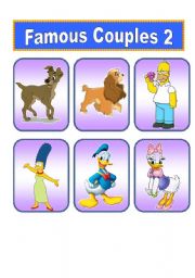 English Worksheet: Famous Cartoon Couples (2 of 2)   20 Cards.