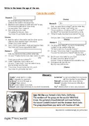 English Worksheet: Cats in the cradle, Ugly Kid Joe