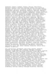 English Worksheet: List of Adverbs