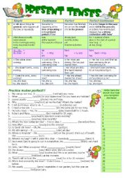 English Worksheet: PRESENT TENSES