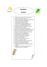 English Worksheet: questions - weather