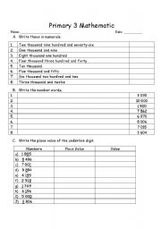 English worksheet: whole number 10 000