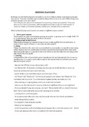 English Worksheet: british manners