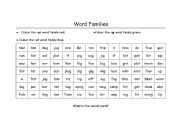 English worksheet: Word Families Colouring