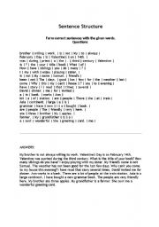 English Worksheet: Sentence Structures