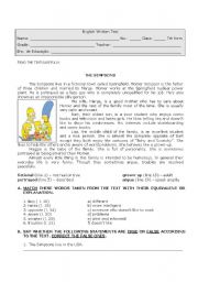 English Worksheet: Family - The Simpsons