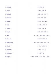 English Worksheet: Countries and Nationalities