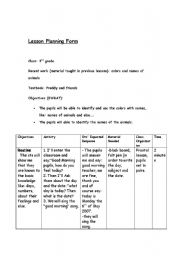 English worksheet: a useful lesson plan