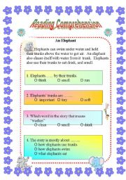 English Worksheet: reading comprehension