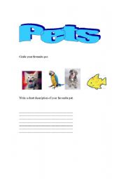 English worksheet: pets