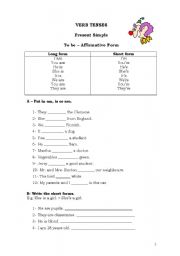 English Worksheet: TO BE PRESENT AND PAST