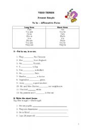 English worksheet: TO BE PRESENT AND PAST