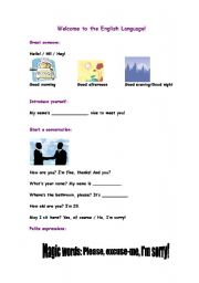 English Worksheet: Welcome to the english language!