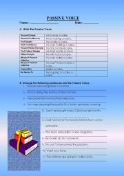 English Worksheet: PASSIVE VOICE