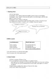 English Worksheet: English games