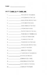 English Worksheet: there is or there are