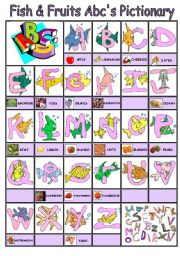 English Worksheet: ALPHABET & FRUITS PICTURE DICTIONARY 