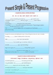 English Worksheet: Present Simple or Present Progressive