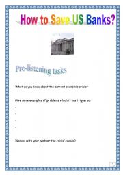 English worksheet: How to save US banks (multi-task project) (5 pages)