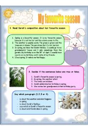 English Worksheet: My favourite season (4 sheets)