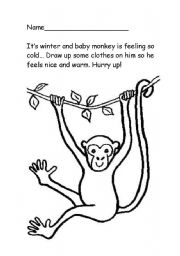 English worksheet: Dress the monkey