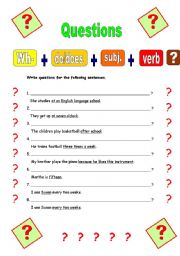 English Worksheet: Questions in simple present