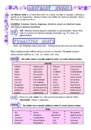 English Worksheet: ABSTRACT NOUNS (1)