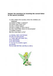 English Worksheet: Peter Pan worksheet