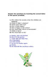 English worksheet: Peter Pan worksheet