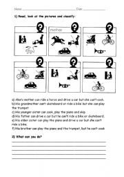 English worksheet: abilities reading comprehension