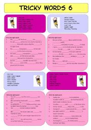 English Worksheet: Tricky Words 6