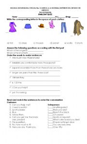 English worksheet: clothes