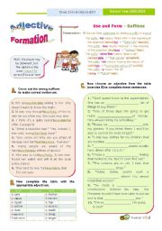 Adjective Formation  (2nd of the SET)  - common suffixes: -ful/-less/-y/-ish/-able/-ible