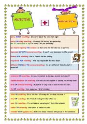 English Worksheet: adj+prepositions part 2 ( 2 pages)