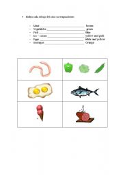 English worksheet: Food and colours