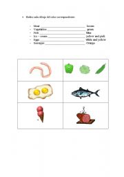 English Worksheet: Food and colours