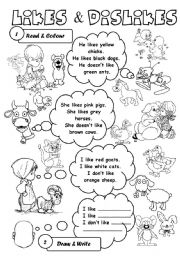 English Worksheet: Likes & dislikes