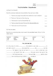 English Worksheet: The Little Red Hen - comprehension activity