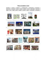 English Worksheet: places in/outside town