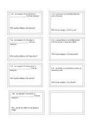 English worksheet: Part of Speech Loop Cards