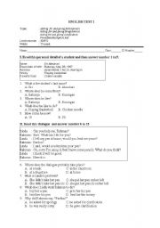 English Worksheet: english test
