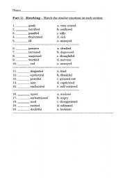 English Worksheet: Feelings/Emotions/Moods/States - 3 Excercises