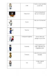 English worksheet: Jobs Cut and Match Cards