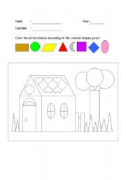 English Worksheet: coloring shapes
