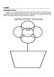 English Worksheet: Character Flower