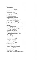 English Worksheet: chanson 
